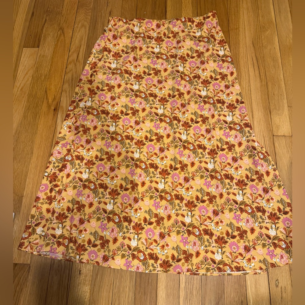 LOFT Floral Maxi Skirt in Pink and Brown